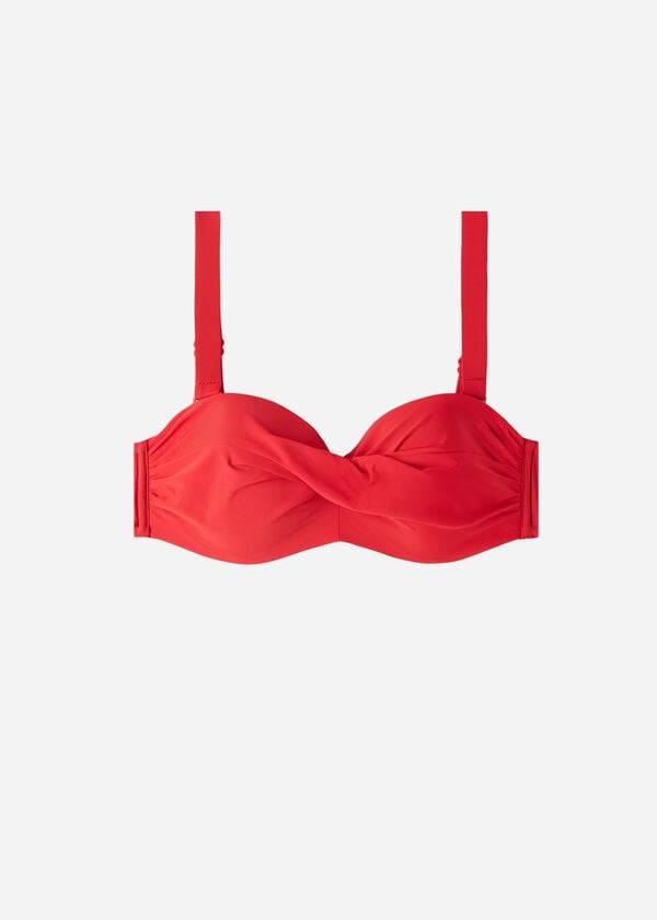 Góra Bikini Damskie Calzedonia Watowany Bandeau Indonesia Strapless Czerwone | PL1812XF