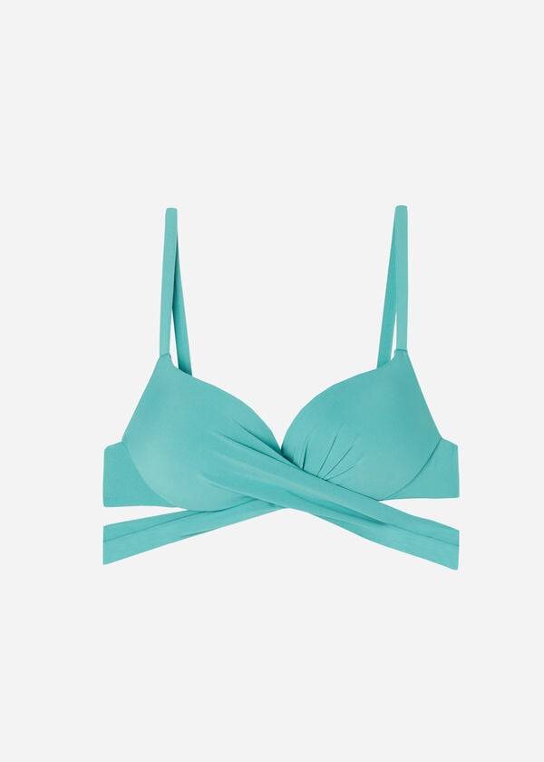 Góra Bikini Damskie Calzedonia Watowany Push Up Indonesia Eco Turkusowe | PL1818QZ