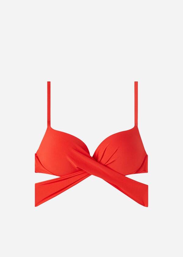 Góra Bikini Damskie Calzedonia Watowany Push Up Indonesia Eco Czerwone | PL1819WY