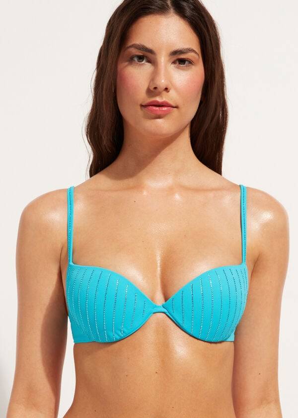 Góra Bikini Damskie Calzedonia Watowany Push Up Shanghai Turkusowe | PL1834JJ