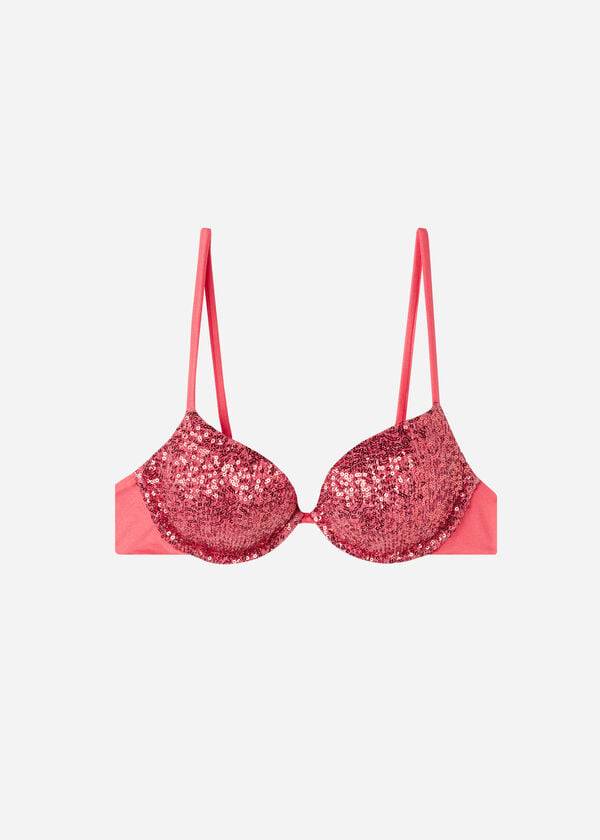 Góra Bikini Damskie Calzedonia Watowany Push-Up Cannes Różowe | PL1838XF