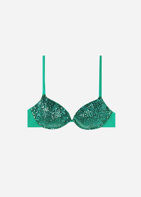 Góra Bikini Damskie Calzedonia Watowany Push-Up Cannes Zielone | PL1840VD