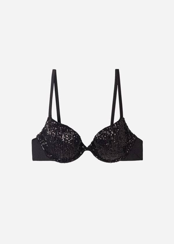 Góra Bikini Damskie Calzedonia Watowany Push-Up Cannes Czarne | PL1841BC