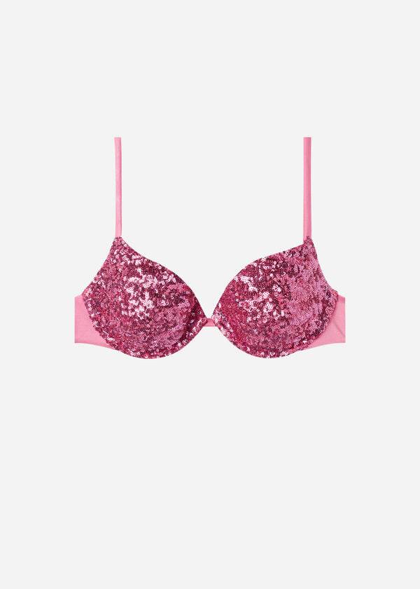 Góra Bikini Damskie Calzedonia Watowany Push-Up Cannes rosa Różowe | PL1844QZ