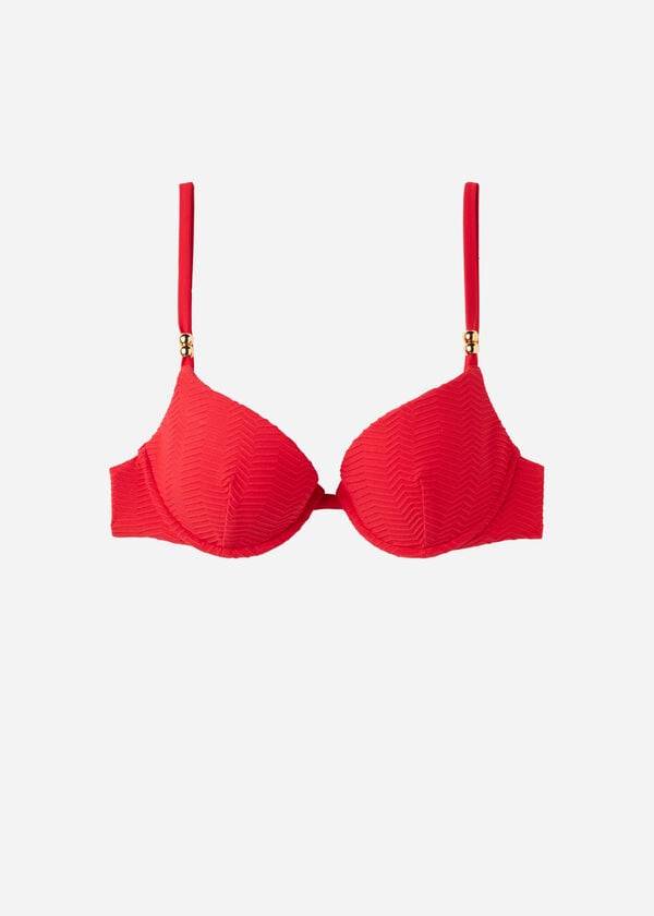 Góra Bikini Damskie Calzedonia Watowany Push-Up Casablanca Czerwone | PL1847RW