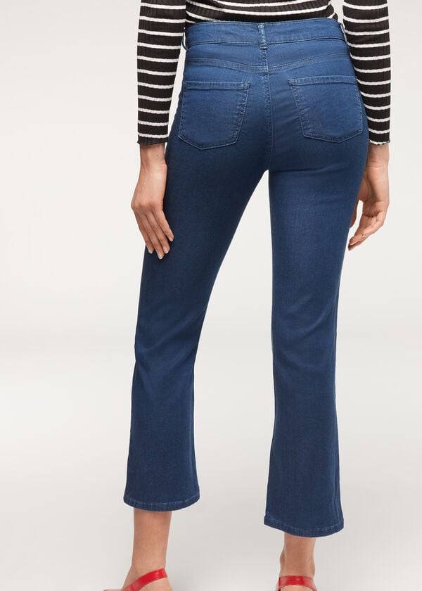 Jeansy Damskie Calzedonia Eco Light Flared Cropped Denim Granatowe | PL2573DN