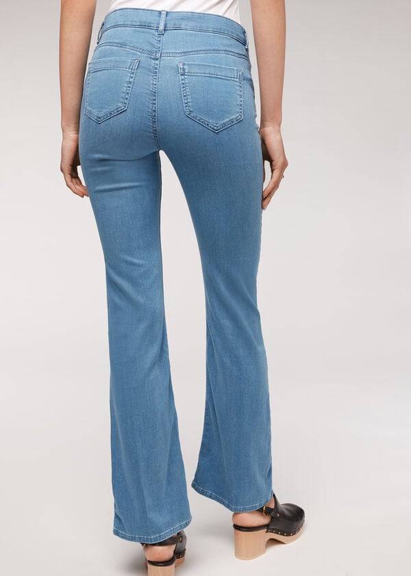 Jeansy Damskie Calzedonia Eco Light Flared Denim Niebieskie | PL2576PQ