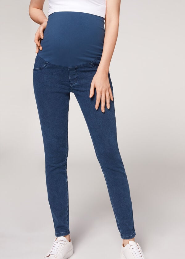 Jeansy Damskie Calzedonia Maternity Jean Niebieskie | PL2605UT