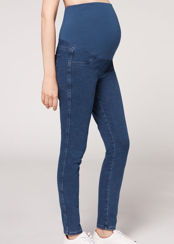 Jeansy Damskie Calzedonia Maternity Jean Niebieskie | PL2605UT