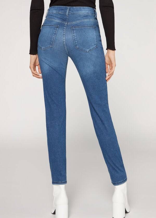 Jeansy Damskie Calzedonia Super Flex Denim High Stanem Superskinny Niebieskie | PL2615VD