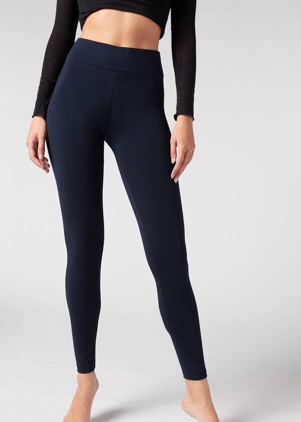 Legginsy Damskie Calzedonia Bawełniane Niebieskie | PL2638QZ