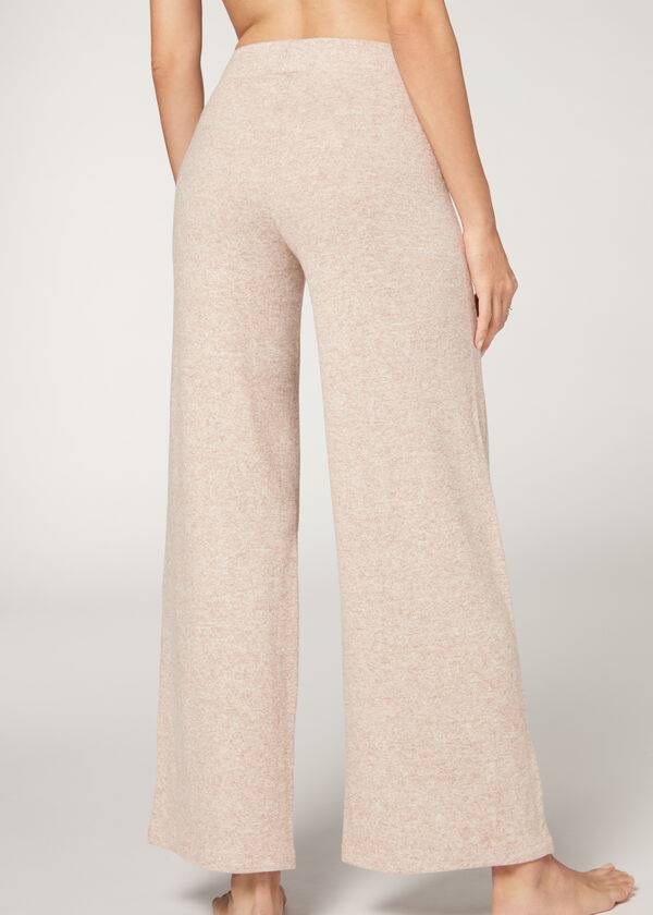 Legginsy Damskie Calzedonia Cashmere Palazzo Beżowe | PL2623HK