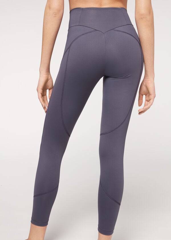 Legginsy Damskie Calzedonia Performance Sportowe Granatowe | PL2670DN