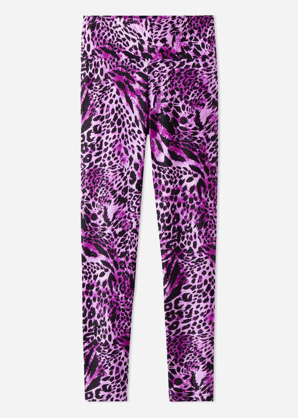 Legginsy Damskie Calzedonia Shiny Animal-Print Sportowe Różowe | PL2682QZ