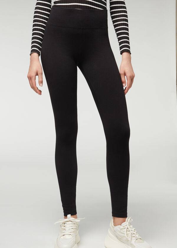 Legginsy Damskie Calzedonia Thermal Czarne | PL2697DN