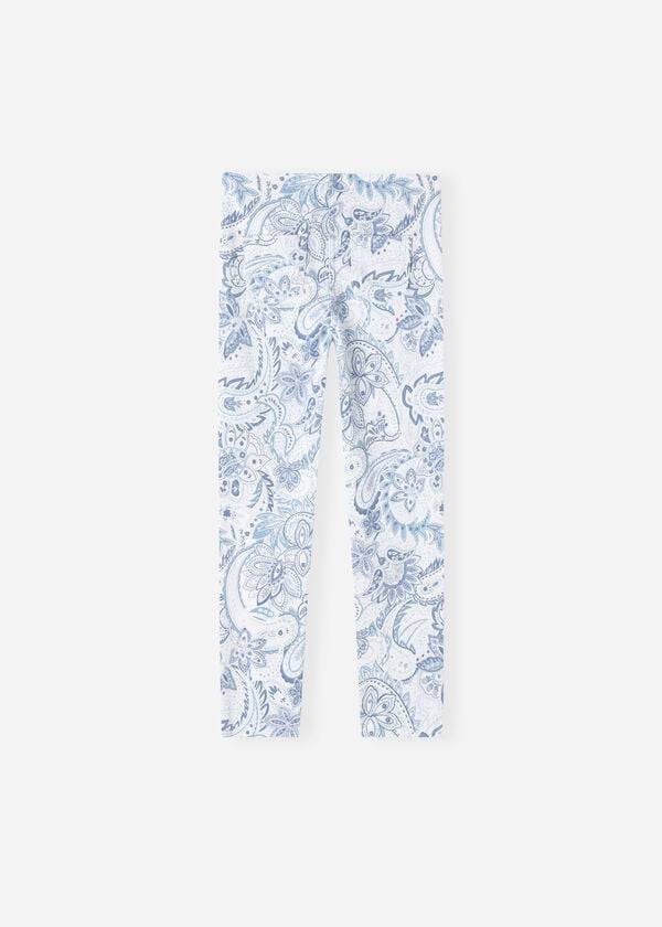 Legginsy Dziecięce Calzedonia Paisley-Print Denim Białe Niebieskie | PL3136MA