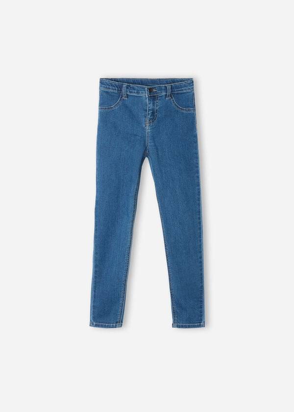 Legginsy Dziecięce Calzedonia Soft Touch Denim Cropped Chudy Niebieskie | PL3142SO