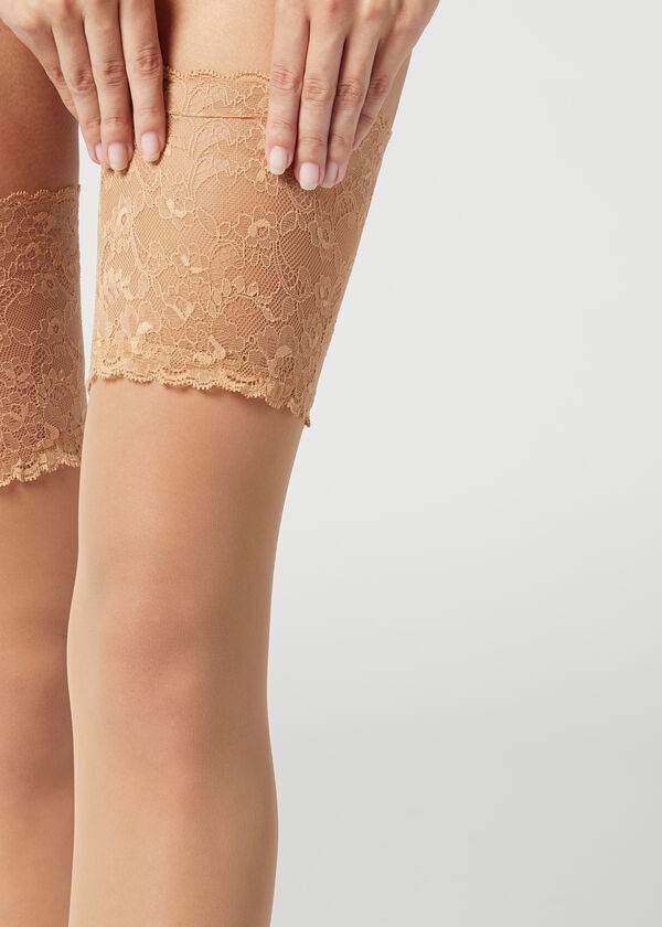 Pończochy Damskie Calzedonia 20 Denier Opaque Thigh-Highs Brązowe | PL1238LH