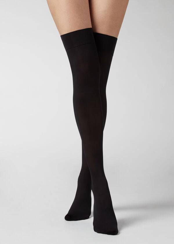 Pończochy Damskie Calzedonia 50 Denier Opaque Microfiber Czarne | PL1253IS