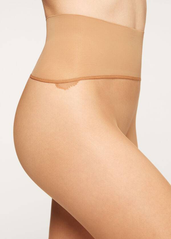 Rajstopy Damskie Calzedonia 20 Denier Seamless Totally Invisible Sheer Brązowe | PL1154DN