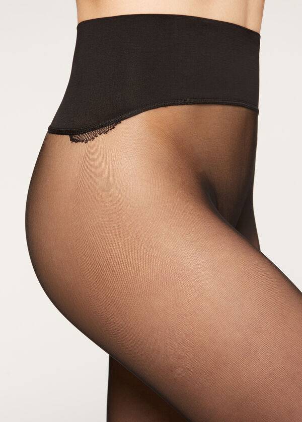 Rajstopy Damskie Calzedonia 20 Denier Seamless Totally Invisible Sheer Czarne | PL1156GL