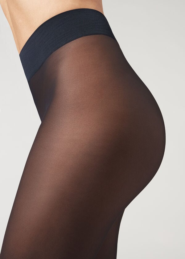 Rajstopy Damskie Calzedonia 30 Denier Total Komfort Soft Touch Opaque Niebieskie | PL1013WY