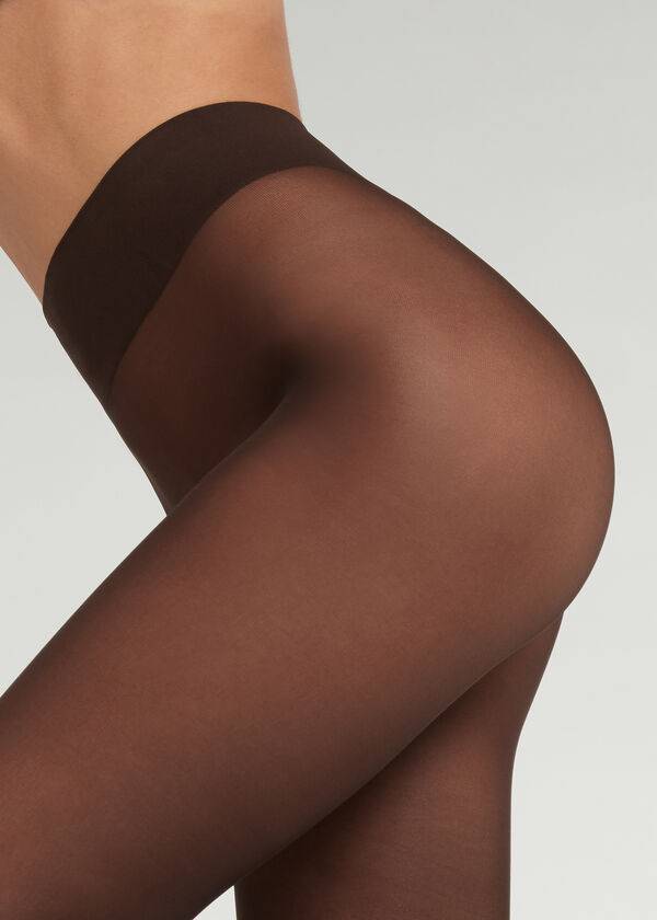 Rajstopy Damskie Calzedonia 30 Denier Total Komfort Soft Touch Opaque Kawa | PL1015RW