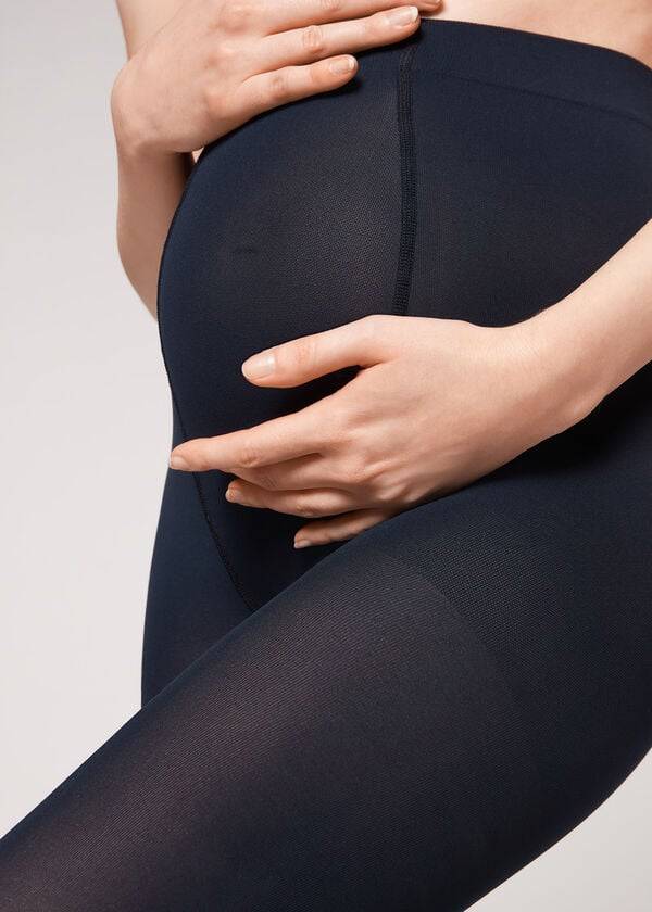 Rajstopy Damskie Calzedonia 60 Denier Maternity Opaque Niebieskie | PL1043YU