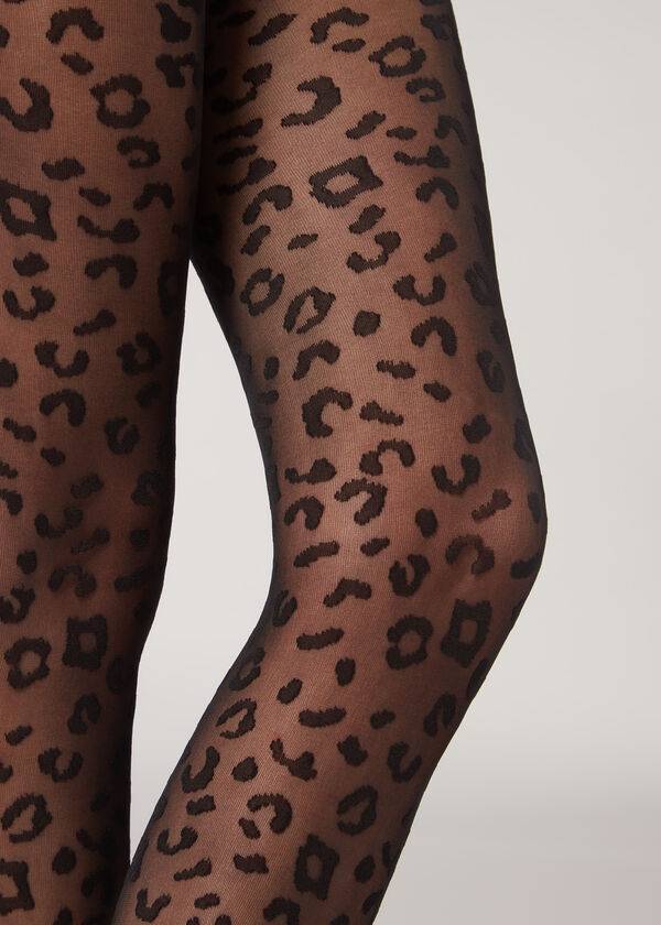 Rajstopy Damskie Calzedonia Animal Pattern 30 Denier Sheer Patterned Czarne | PL1084XF