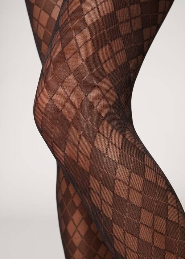 Rajstopy Damskie Calzedonia Argyle 50 Denier Sheer Patterned Czarne | PL1086VD