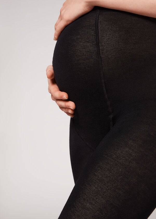 Rajstopy Damskie Calzedonia Maternity with Cashmere Czarne | PL1007CE