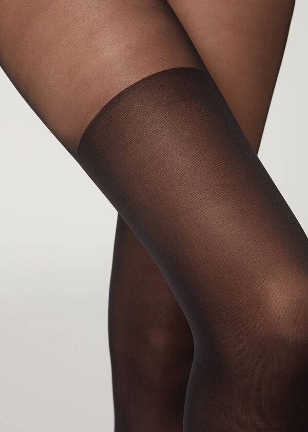 Rajstopy Damskie Calzedonia Over-The-Knee Sheer Czarne | PL1225YU