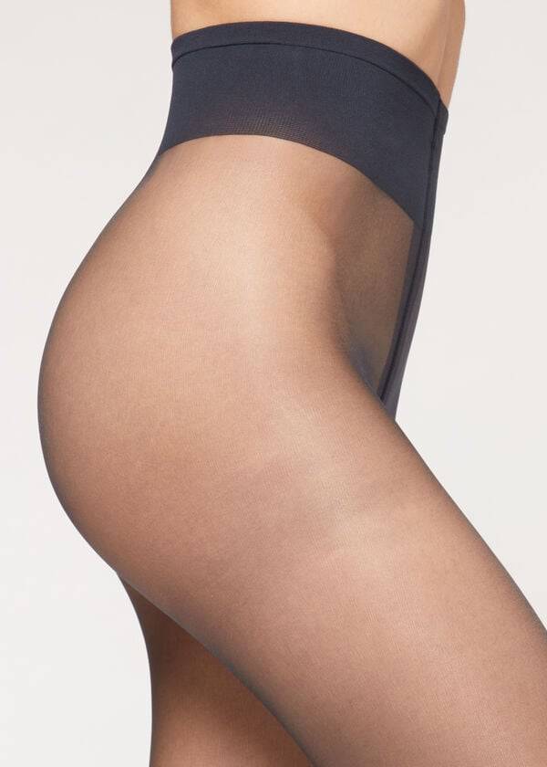 Rajstopy Damskie Calzedonia Premium Matt Second Skin 15 Denier Sheer Niebieskie | PL1228OR