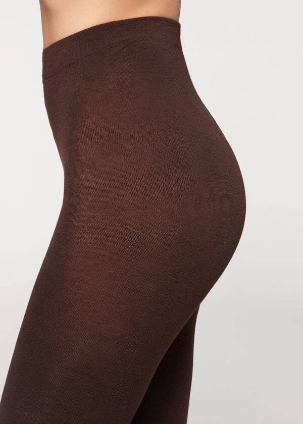 Rajstopy Damskie Calzedonia Soft Modal and Cashmere Blend Opaque Kawa | PL1058XF