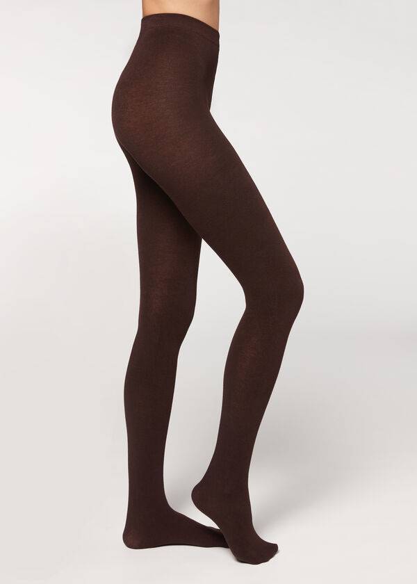 Rajstopy Damskie Calzedonia Soft Modal and Cashmere Blend Opaque Kawa | PL1058XF