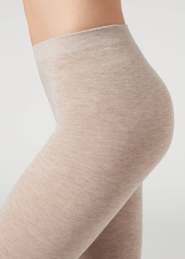 Rajstopy Damskie Calzedonia Soft Modal and Cashmere Blend Opaque Beżowe | PL1061BC