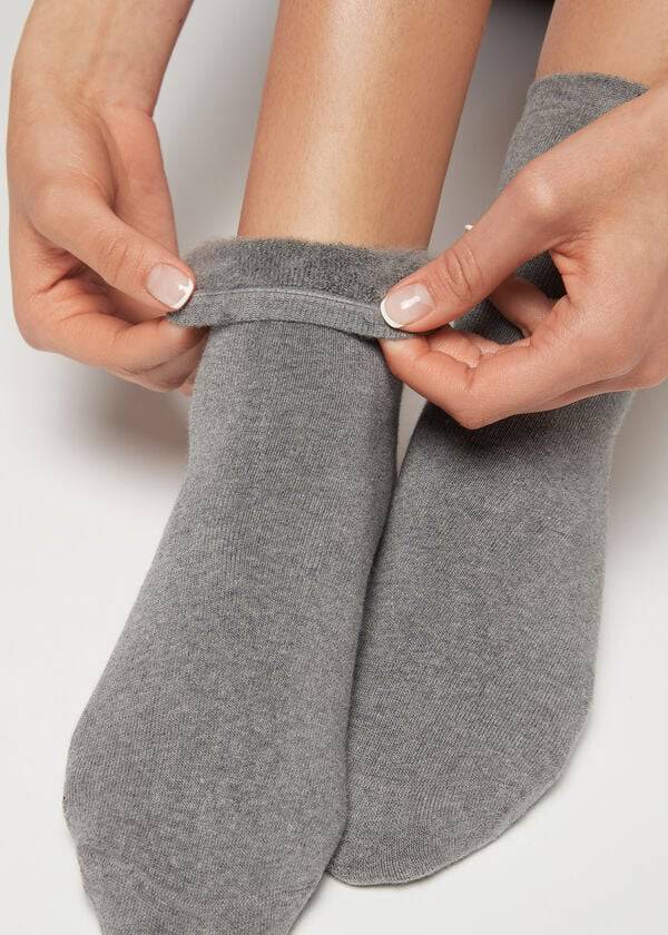 Skarpety Damskie Calzedonia Krótkie Bawełniane Thermal Szare | PL2493GL