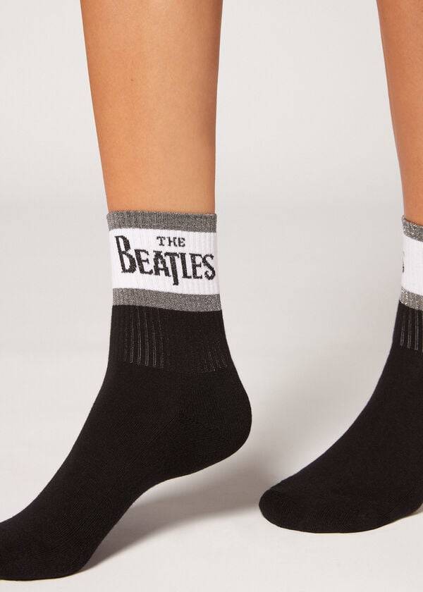 Skarpety Damskie Calzedonia The Beatles Logo Krótkie Czarne | PL2550PQ