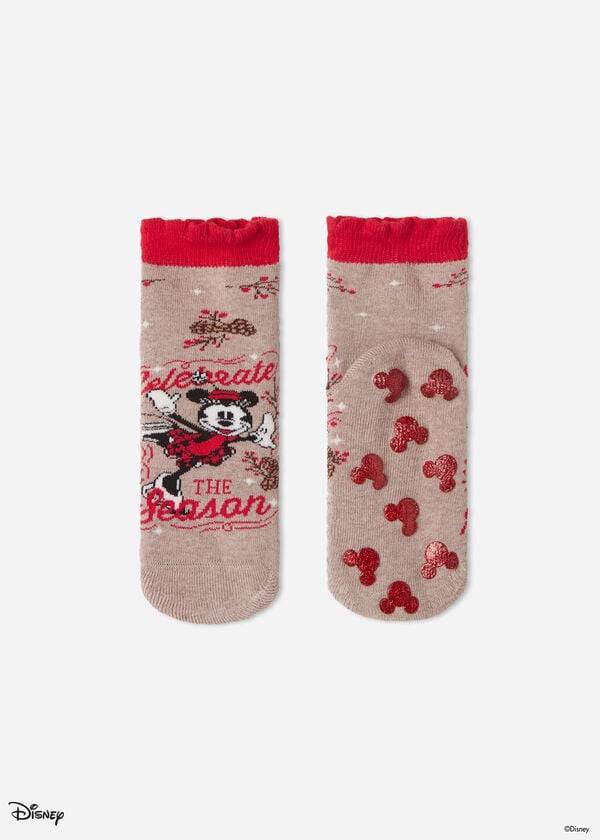 Skarpety Dziecięce Calzedonia Non-slip Disney Minnie Mouse Christmas Krótkie Brązowe | PL3117KI