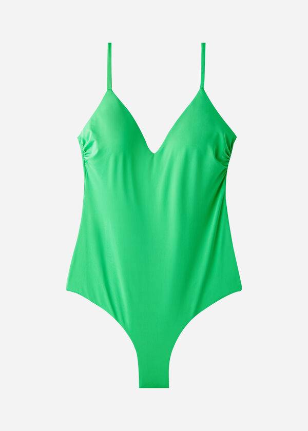 Stroje Kąpielowe Damskie Calzedonia Watowany One-Piece Indonesia Zielone | PL2179BC