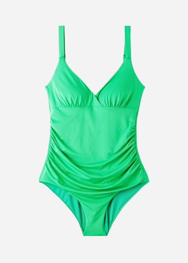 Stroje Kąpielowe Damskie Calzedonia Watowany One-Piece Shaping-Effect Indonesia Eco Zielone | PL2193SO